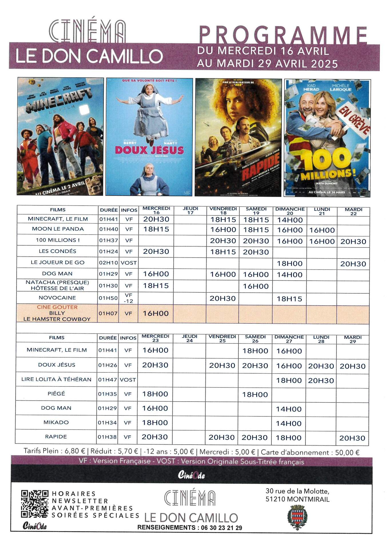 Ciné du 16 au 29 avril 2025
