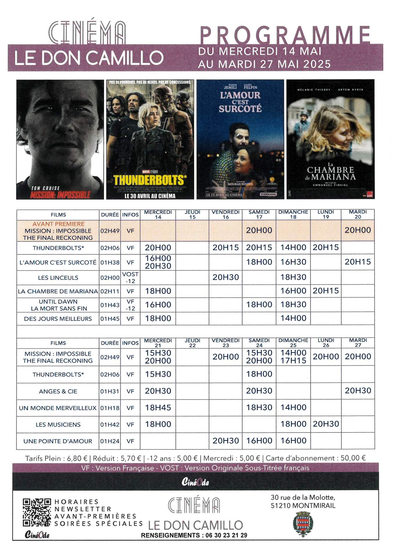 Ciné du 14 au 25 mai 2025