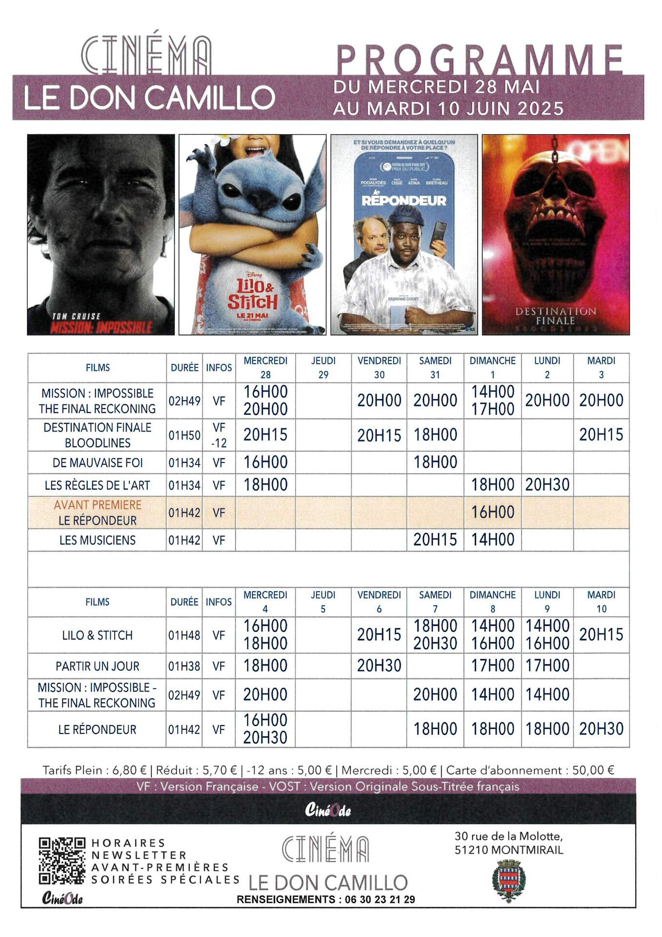 Ciné du 28 mai au 10 juin 2025