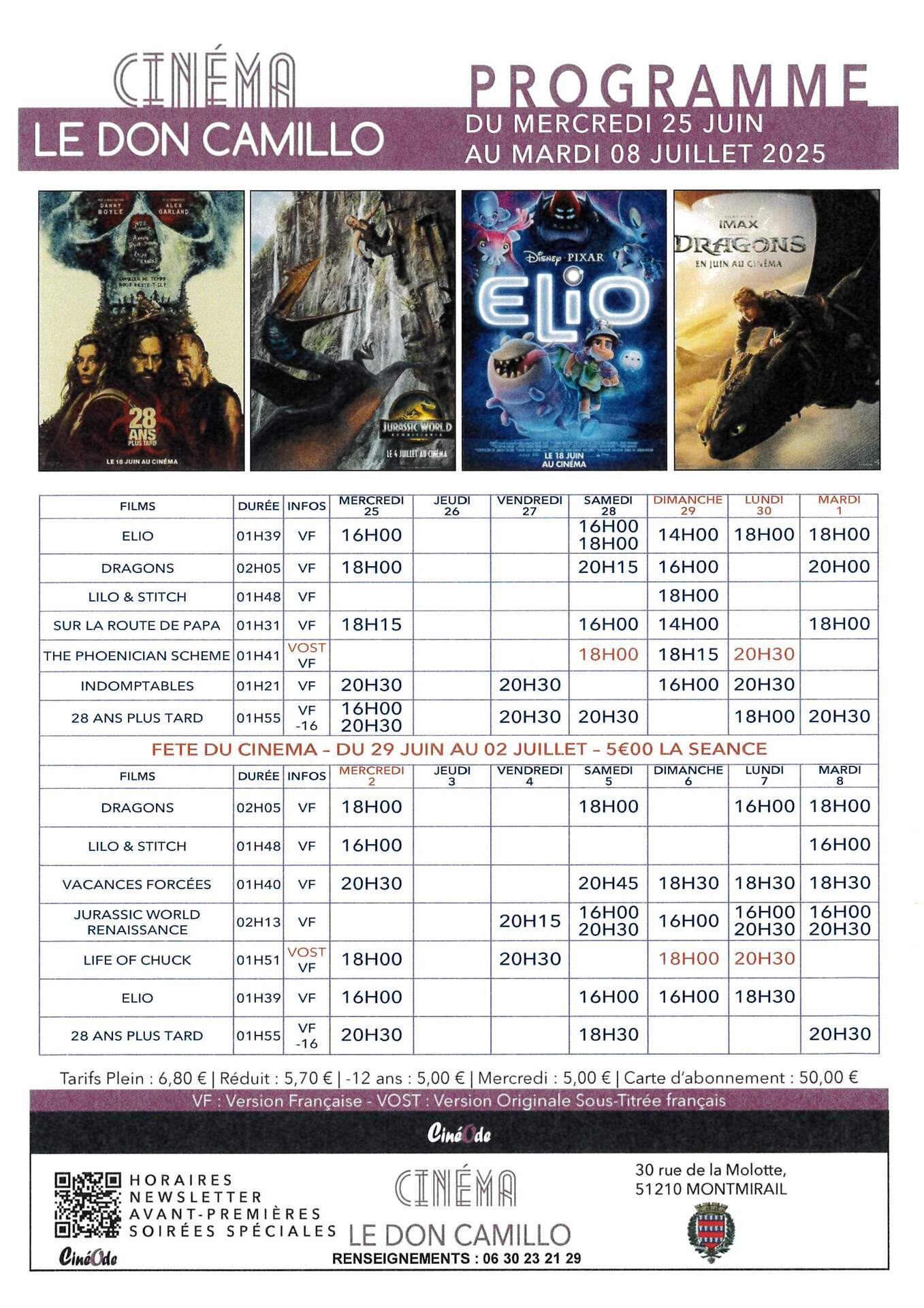 Ciné du 25 juin au 08 juillet 2025