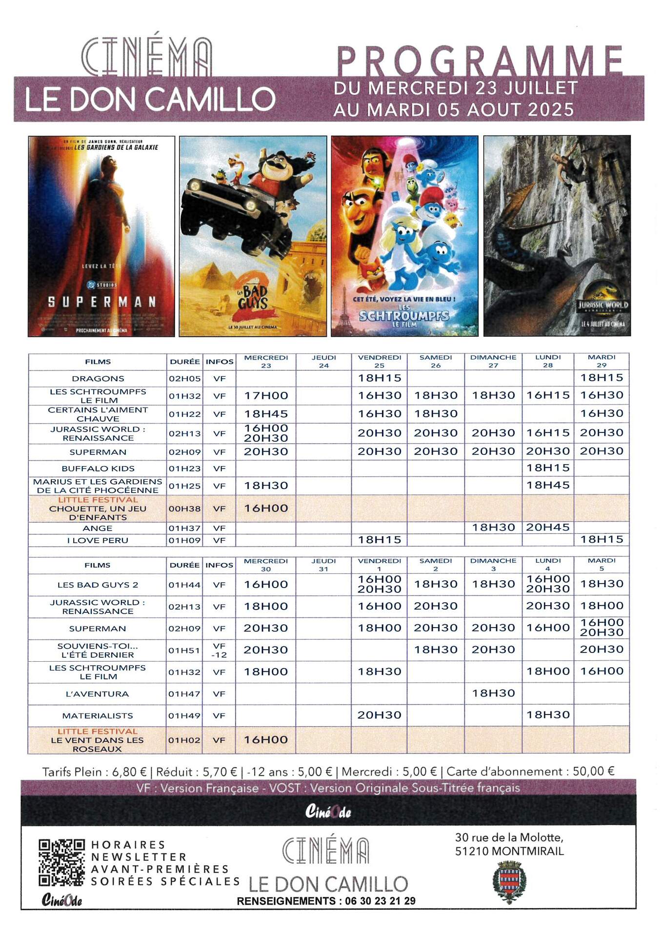 Ciné du 23 juil. au 03 août 2025
