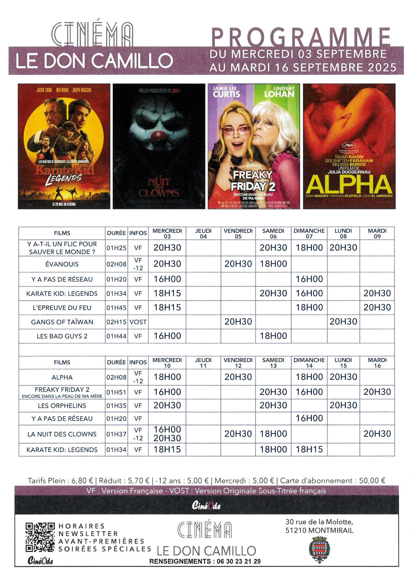 Ciné du 03 au 16 sept. 2025