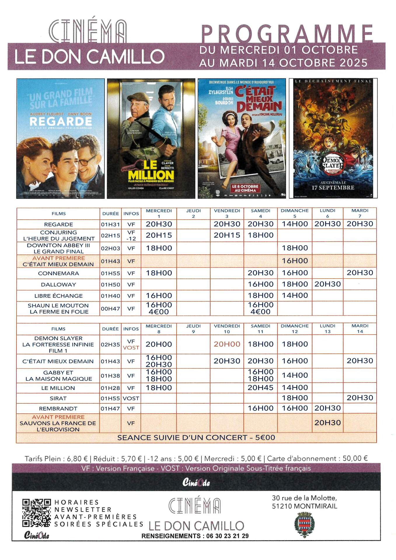 Ciné du 01 au 14 octobre 2025