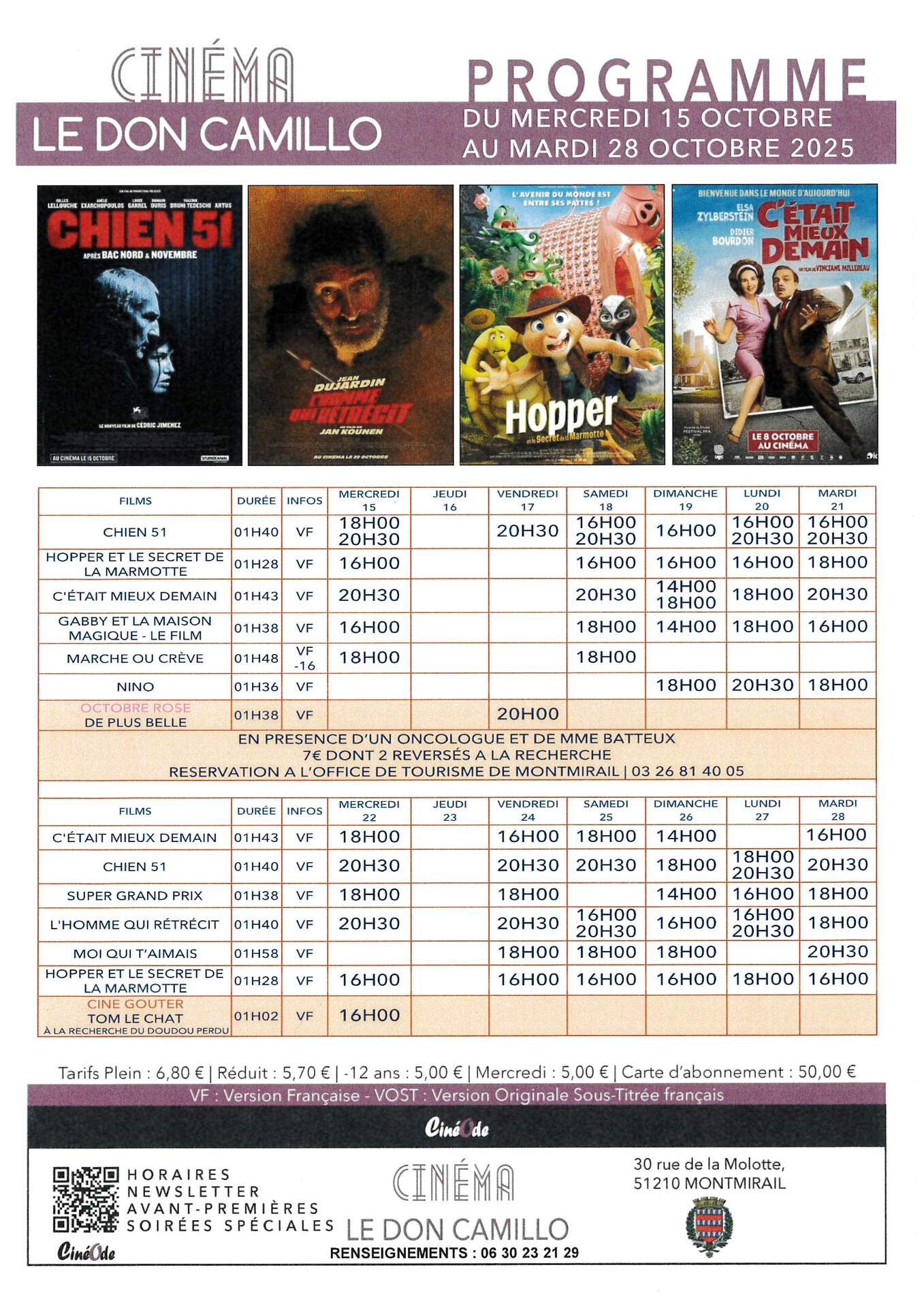 Ciné du 15 au 28 oct. 2025