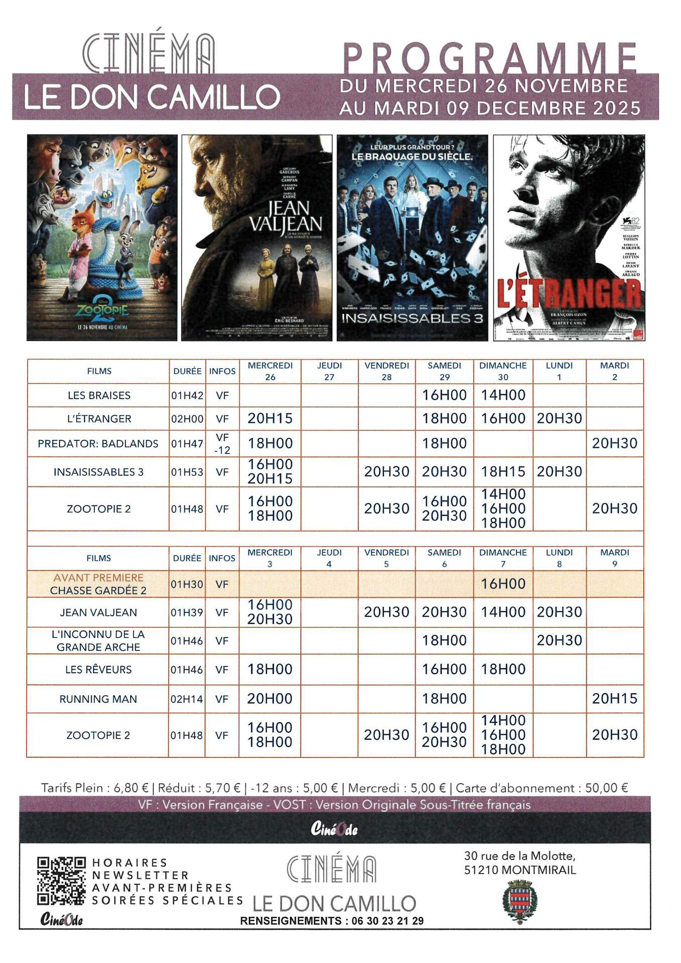 Ciné du 26 nov. au 09 déc. 2025